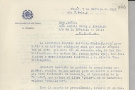 [Carta] 1946 feb. 7, Milán [a] Lucila Godoy Alcayaga