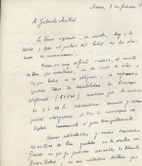 [Carta] 1946 feb. 7, Roma [a] Gabriela Mistral