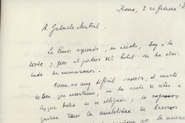 [Carta] 1946 feb. 7, Roma [a] Gabriela Mistral