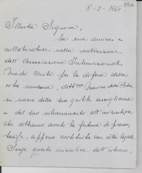 [Carta] 1946 febbr. 8, Roma [a] Gabriela Mistral