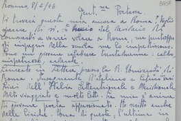[Carta] 1946 febbr. 8, Roma [a] Gabriela Mistral