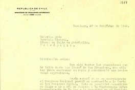 [Carta] 1945 sept. 27, Santiago, [Chile] [a] Gabriela Mistral, Petrópolis, [Brasil]