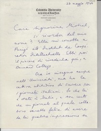 [Carta] 1946 magg. 23, [New York, EE.UU.] [a] [Gabriela] Mistral