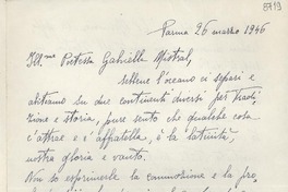 [Carta] 1946 mar. 26, Parma [a] Gabriela Mistral