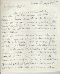 [Carta] 1946 giugno 26, Lanuvio, Roma, [Italia] [a] Gabriela Mistral