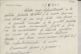 [Carta] 1946 dic. 28, Maracaibo, [Venezuela] [a] Gabriela Mistral