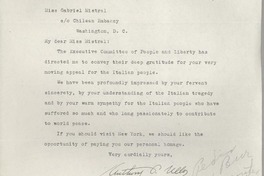 [Carta] 1946 mar. 26, New York [a] Gabriela Mistral, Washington D. C.