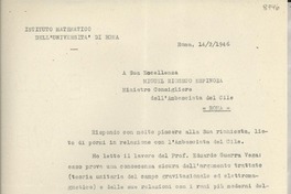[Carta] 1946 feb. 14, Roma, [Italia] [a] Miguel Rioseco Espinoza, Roma, [Italia]
