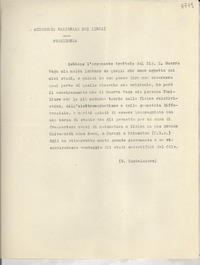 [Carta] [1946, Italia] [a] Presidencia de la Academia Nacional del Lincei
