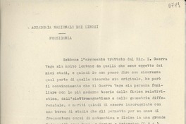 [Carta] [1946, Italia] [a] Presidencia de la Academia Nacional del Lincei