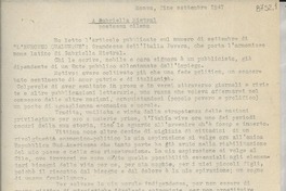 [Carta] 1947 sett., Monza, Italia [a] Gabriela Mistral