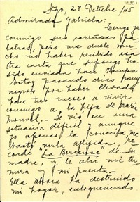 [Carta] 1945 oct. 28, Santiago, [Chile] [a] Gabriela [Mistral]