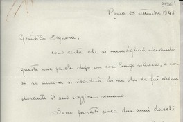 [Carta] 1948 sett. 25, Roma, [Italia] [a] Gabriela Mistral