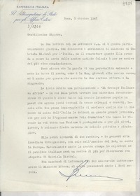 [Carta] 1948 ott. 5, Roma, [Italia] [a] Gabriela Mistral