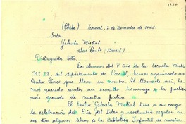 [Carta] 1945 nov. 2, Coronel, [Chile] [a] Gabriela Mistral, Sao Paulo, [Brasil]