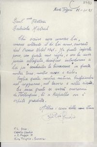 [Carta] 1951 ene. 25, Genova, [Italia] [a] Gabriela Mistral