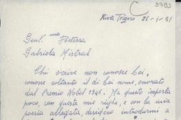 [Carta] 1951 ene. 25, Genova, [Italia] [a] Gabriela Mistral