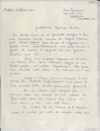 [Carta] 1950 febbr. 2, Medellin, Colombia [a] Gabriela Mistral