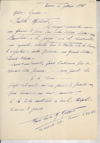 [Carta] 1951 febbr. 4, Turin, [Italia] [a] Isabella [i.e. Gabriela] Mistral
