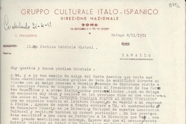 [Carta] 1951 feb. 8, Málaga, [España] [a] Gabriela Mistral, Rapallo, [Italia]