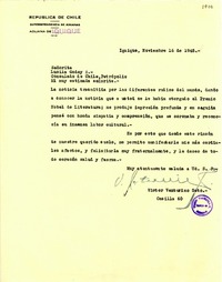[Carta] 1945 nov. 12, Iquique [a] Gabriela Mistral, Petrópolis