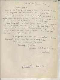 [Carta] 1951 genn. 12, Limbiate, Milano, [Italia] [a] Gabriela Mistral