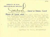 [Tarjeta] 1945 nov. 16, Santiago, Chile [a] Gabriela Mistral