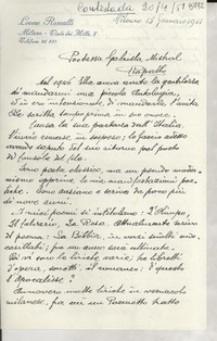 [Carta] 1951 genn. 15, Milano, [Italia] [a] Gabriela Mistral, Rapallo
