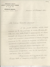 [Carta] 1951 febbr. 15, Genova, [Italia] [a] Gabriela Mistral
