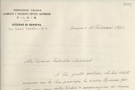 [Carta] 1951 febbr. 15, Genova, [Italia] [a] Gabriela Mistral