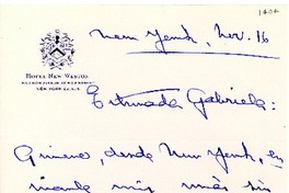 [Carta] 1945 nov. 16, New York [a] Gabriela Mistral