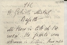 [Carta] 1951, Santiago, [Chile] [a] Gabriela Mistral, Rapallo
