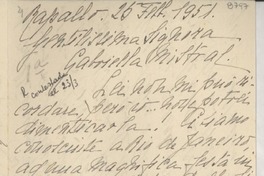 [Carta] 1951 febbr. 25, Rapallo, [Italia] [a] Gabriella [i.e. Gabriela] Mistral