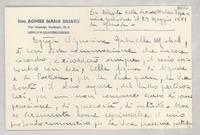 [Tarjeta] 1951 magg. 29, Genova, [Italia] [a] Gabriella [i.e. Gabriela] Mistral