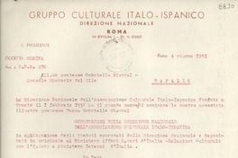 [Carta] 1951 giugno 4, Roma, [Italia] [a] Gabriella [i.e. Gabriela] Mistral