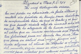[Carta] 1951 jun. 7, Bari, [Italia] [a] [Gabriela Mistral]