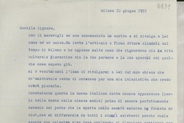 [Carta] 1951 giugno 10, Milano, [Italia] [a] [Gabriela Mistral]