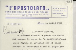 [Carta] 1951 mar. 30, Messina, [Italia] [a] Gabriela Mistral