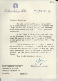 [Carta] 1951 giugno 2, Roma, [Italia] [a] Gabriella [i.e. Gabriela] Mistral, Rapallo, [Italia]