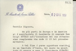 [Carta] 1951 giugno 2, Roma, [Italia] [a] Gabriella [i.e. Gabriela] Mistral, Rapallo, [Italia]