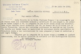 [Carta] 1951 jun. 25, Trento, [Italia] [a] Gabriela Mistral, Rapallo, [Italia]