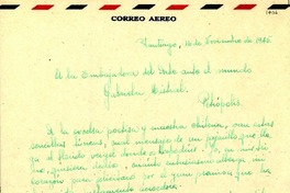 [Carta] 1945 nov. 16, Santiago de Chile[a] Gabriela Mistral, Petrópolis