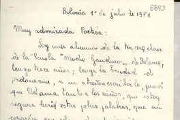 [Carta] 1951 jul. 1, Bolonia, [Italia] [a] [Gabriela Mistral]
