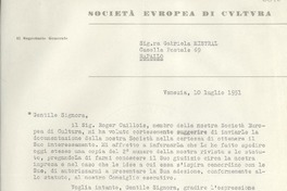 [Carta] 1951 luglio 10, Venezia, [Italia] [a] Gabriela Mistral, Rapallo, [Italia]