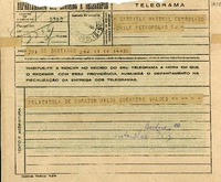 [Telegrama] 1945 nov., Santiago, Chile [a] Gabriela Mistral, Rio de Janeiro, [Petrópolis, Brasil]