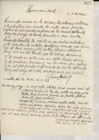 [Carta] 1951 feb. 17, Villa Dolores, [Argentina] [a] Gabriela Mistral