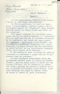 [Carta] 1951 apr. 23, Milano, [Italia] [a] Gabriela Mistral, Rapallo