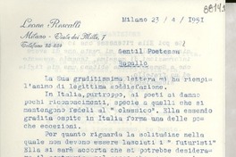 [Carta] 1951 apr. 23, Milano, [Italia] [a] Gabriela Mistral, Rapallo