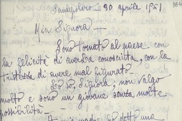 [Carta] 1951 apr. 30, Sansepolcro, Avezzo, [Italia] [a] Gabriela Mistral