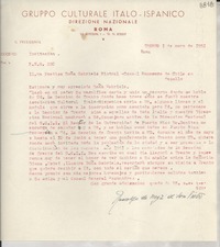 [Carta] 1951 mayo 1, Trento, [Italia] [a] Gabriela Mistral